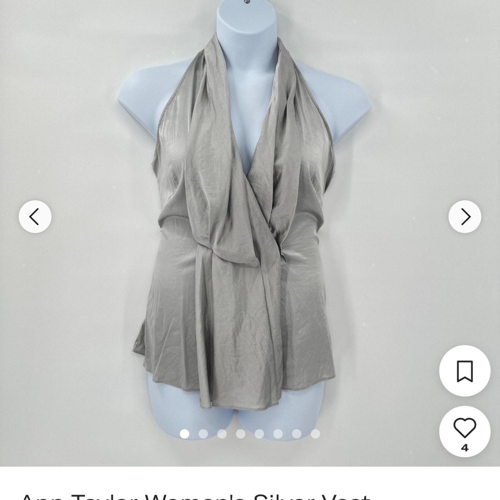 Ann Taylor Silver Silk Wrap Blouse - Picture 7 of 7